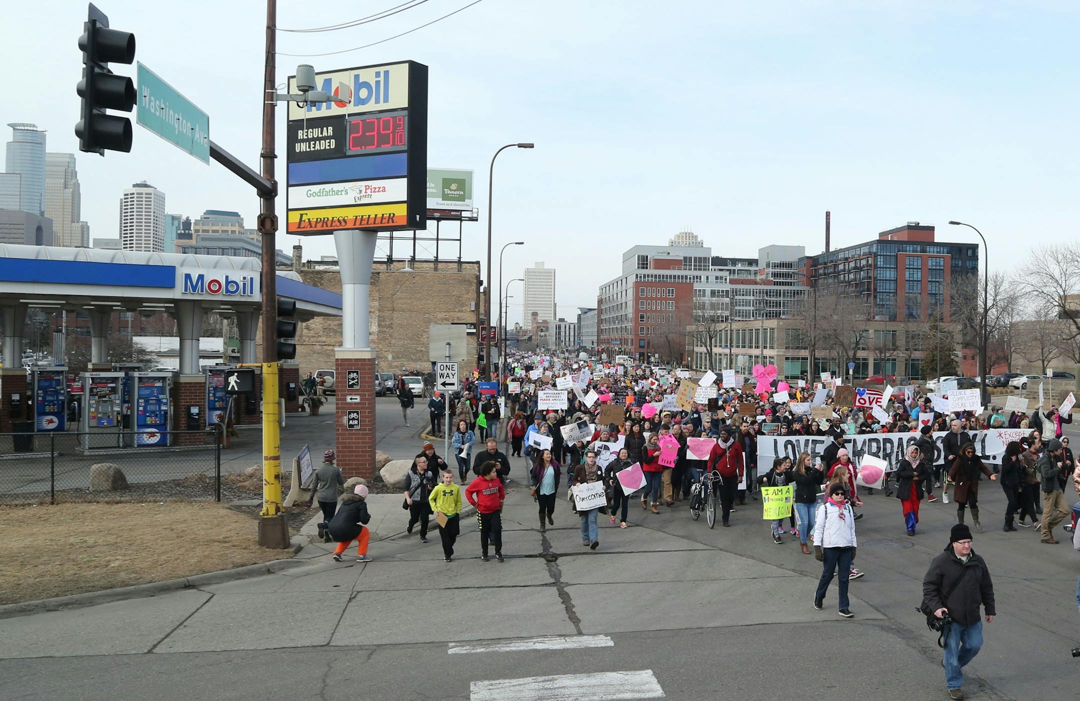 The Caravan of Love: A Walk of Love for Immigrants and Refugees moved from the Minneapolis City Hall down Washington Ave. towards the Cedar-Riverside neighborhood Saturday, Feb. 11, 2016, in Minneapolis, MN.