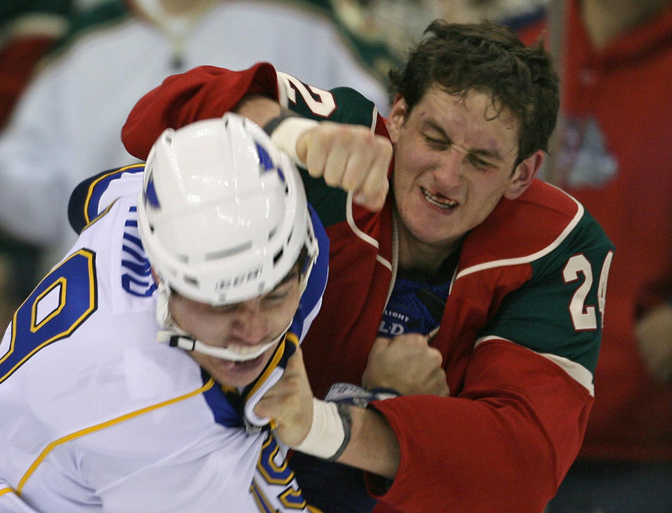 BRUCE BISPING &#x2022; bbisping@startribune.com St. Paul, MN., Thursday, 11/1/2007. The Wild's Derek Boogaard was one of the NHL's most feared fighters while playing in Minnesota and later in New York with the Rangers. He died from an overdose in 2011.