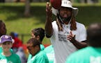 New York Jets cornerback Marcus Williams led a drill during his annual summer football camp for kids Saturday. ] ANTHONY SOUFFLE &#xef; anthony.souffl
