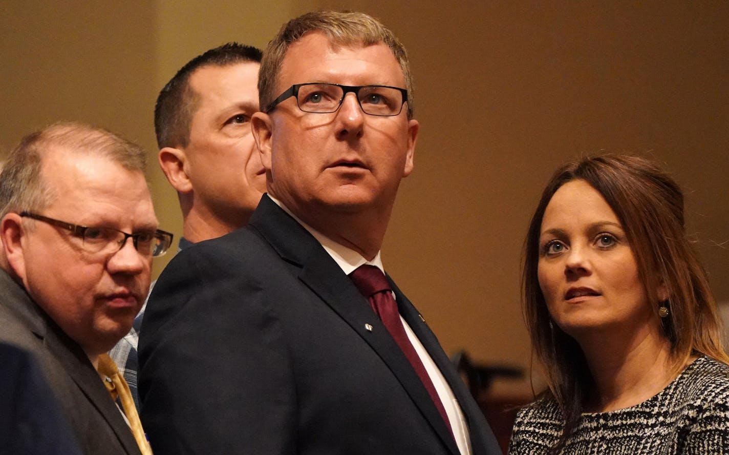 Rep. Paul Novotny, R-Elk River, stood on the House floor with his wife before being sworn in at the start of the legislative session Tuesday. ] ANTHONY SOUFFLE &#x2022; anthony.souffle@startribune.com The Minnesota State House and Senate both met for the first day of the legislative session Tuesday, Feb. 11, 2020 at the State Capitol in St. Paul, Minn.