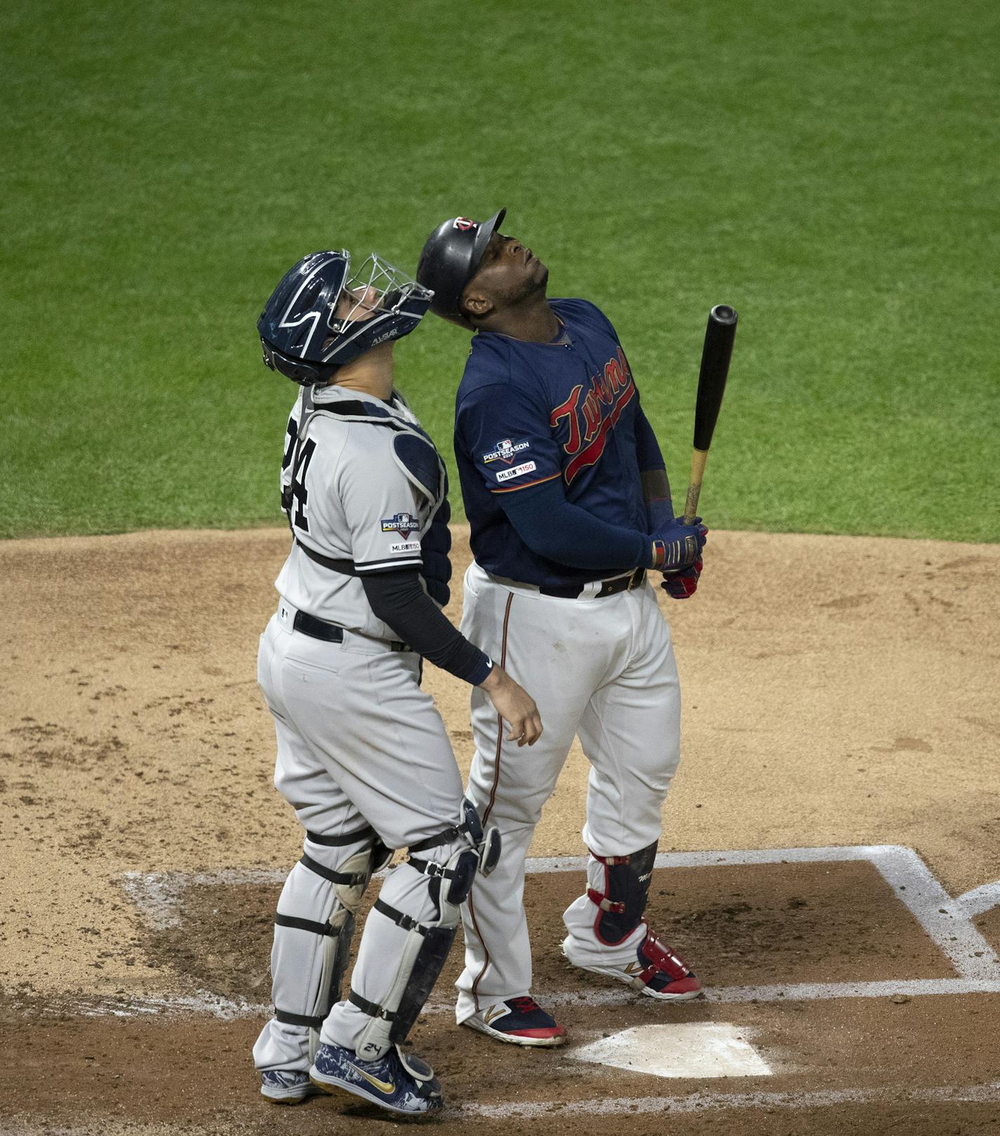 Certainly Yankees catcher Gary Sanchez and the Twins' Miguel Sano had differing emotions Monday as they gazed into the sky to find Sano's infield popup in the second inning. The Twins had loaded the bases with nobody out, and Sano's popup was the final out in the process of wasting the opportunity.