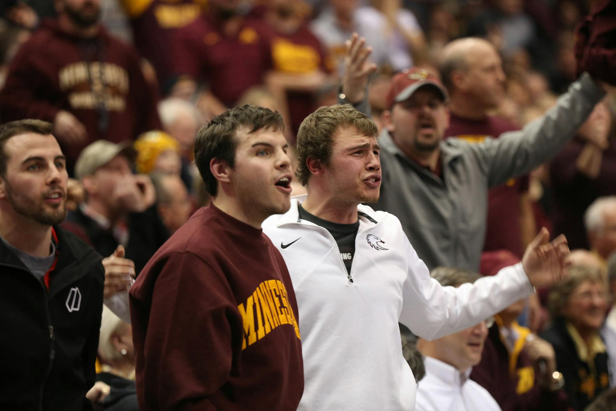 Gophers fans showed the anger with a call made by the officials during the dual match with Iowa on Friday night at Williams Arena.