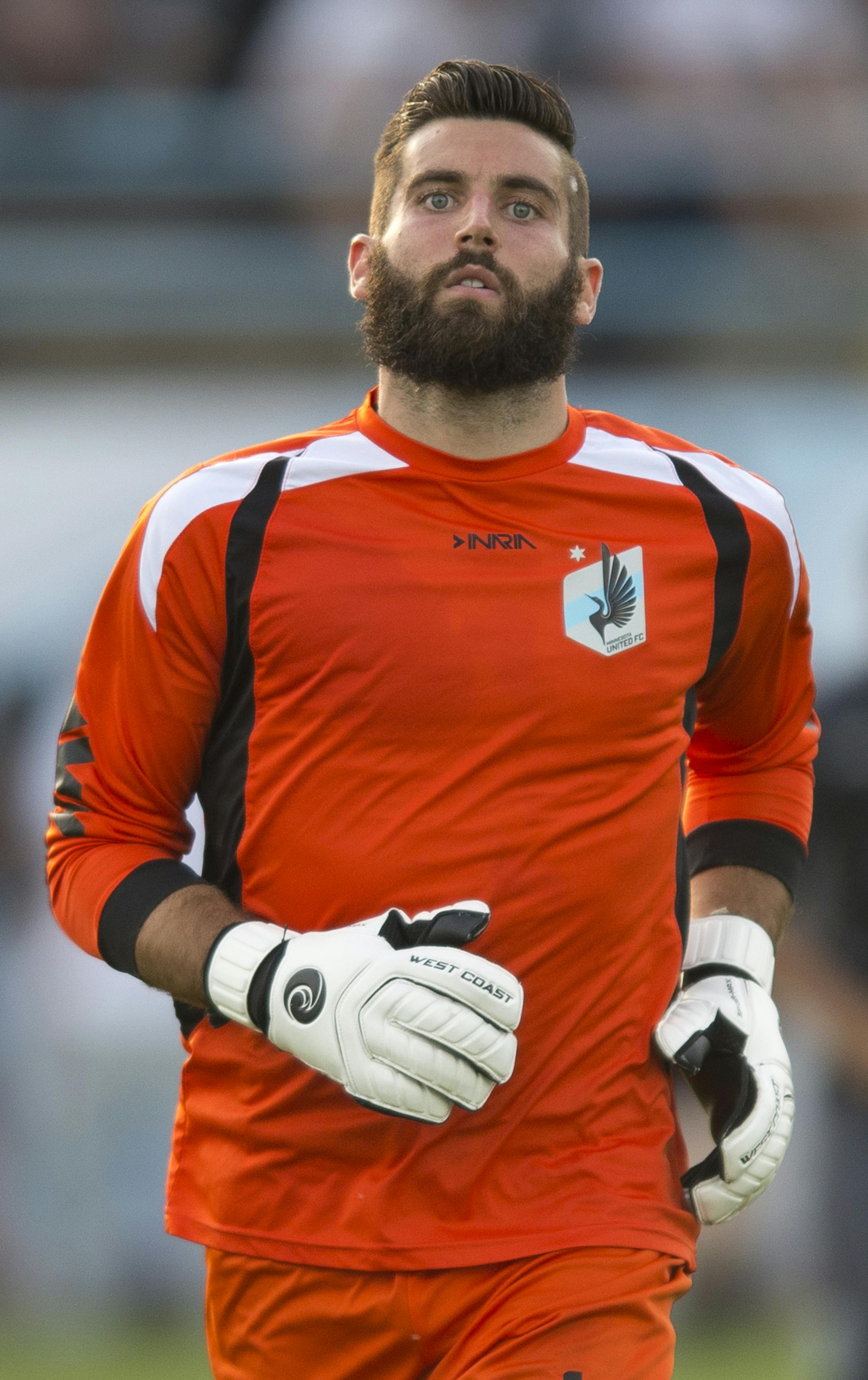 Minnesota goalkeeper Mitch Hildebrandt (1) took the field before Saturday night's game against Edmonton. ] Aaron Lavinsky • aaron.lavinsky@startribune.com Minnesota United FC played FC Edmonton on Saturday, August 8, 2015 at the National Sports Center in Blaine.