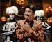 THE DAVID S. PUMPKINS ANIMATED HALLOWEEN SPECIAL -- Pictured: (l-r) Mikey Day as a skeleton dancer, Tom Hanks as David S. Pumpkins, Bobby Moynihan as 
