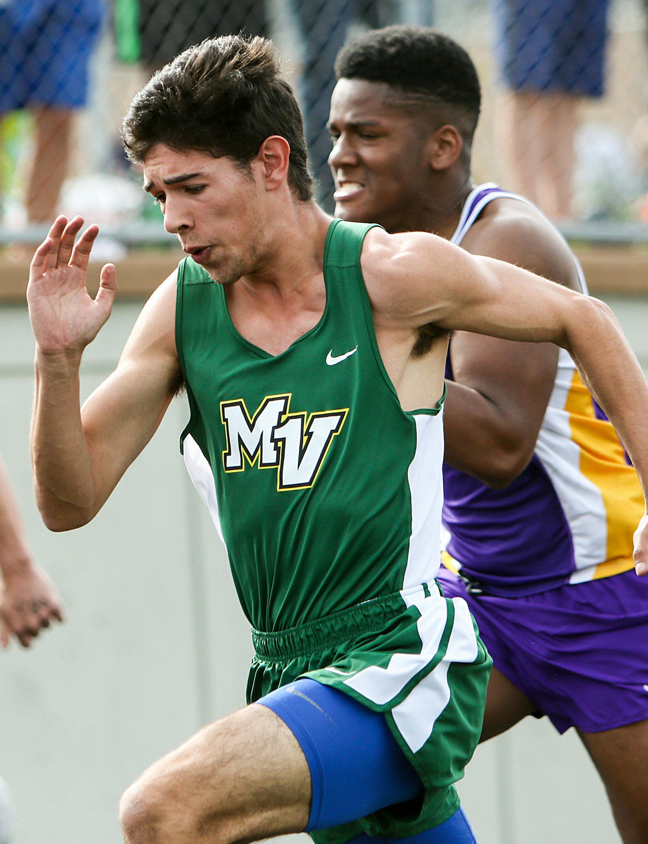 Mounds View sprinter Nicholas Sharma is close to the school mark in the 100 meters.