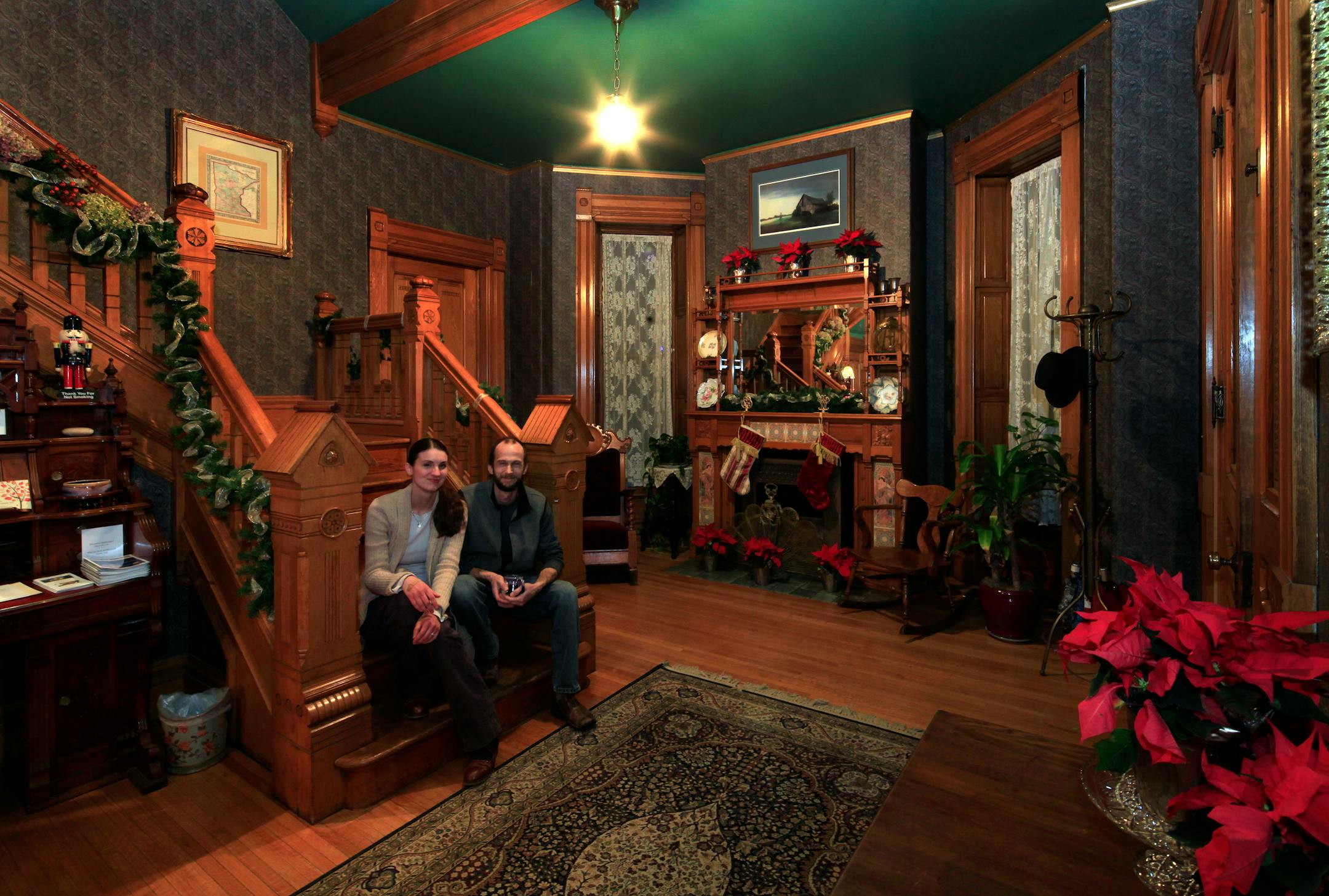 Ann Bean innkeepers Erin and Jeremy Drews used natural materials in their holiday accents.