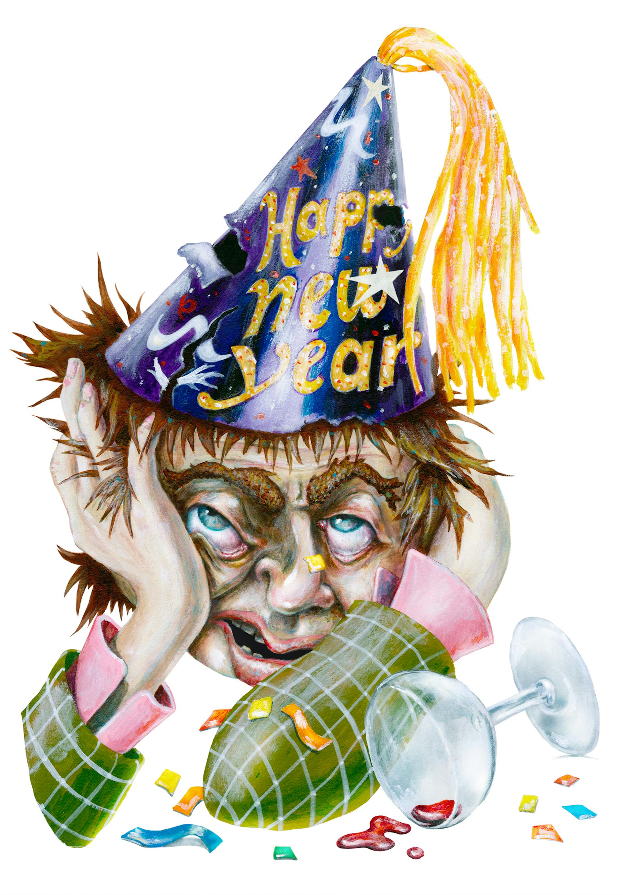 Illustration to acompany a story on hangovers--never again until the next time!