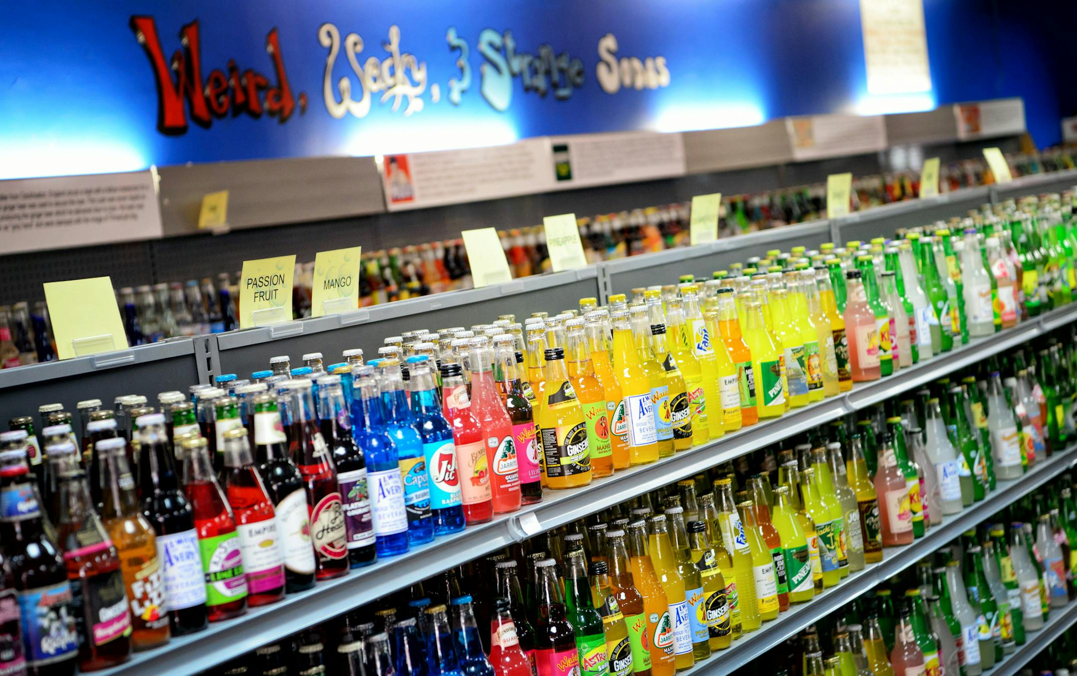 Blue Sun Soda Shop ] GLEN STUBBE * gstubbe@startribune.com Wednesday, March 2, 2016 Soda pop appears to be wading into the same artisan waters as craft beer. Regional producers and a local retail store specializing in more than 1,300 sodas and vintage candy are popping up at Blue Sun Soda Shop in Spring Lake Park which claims the title Largest Soda Shop in the World.