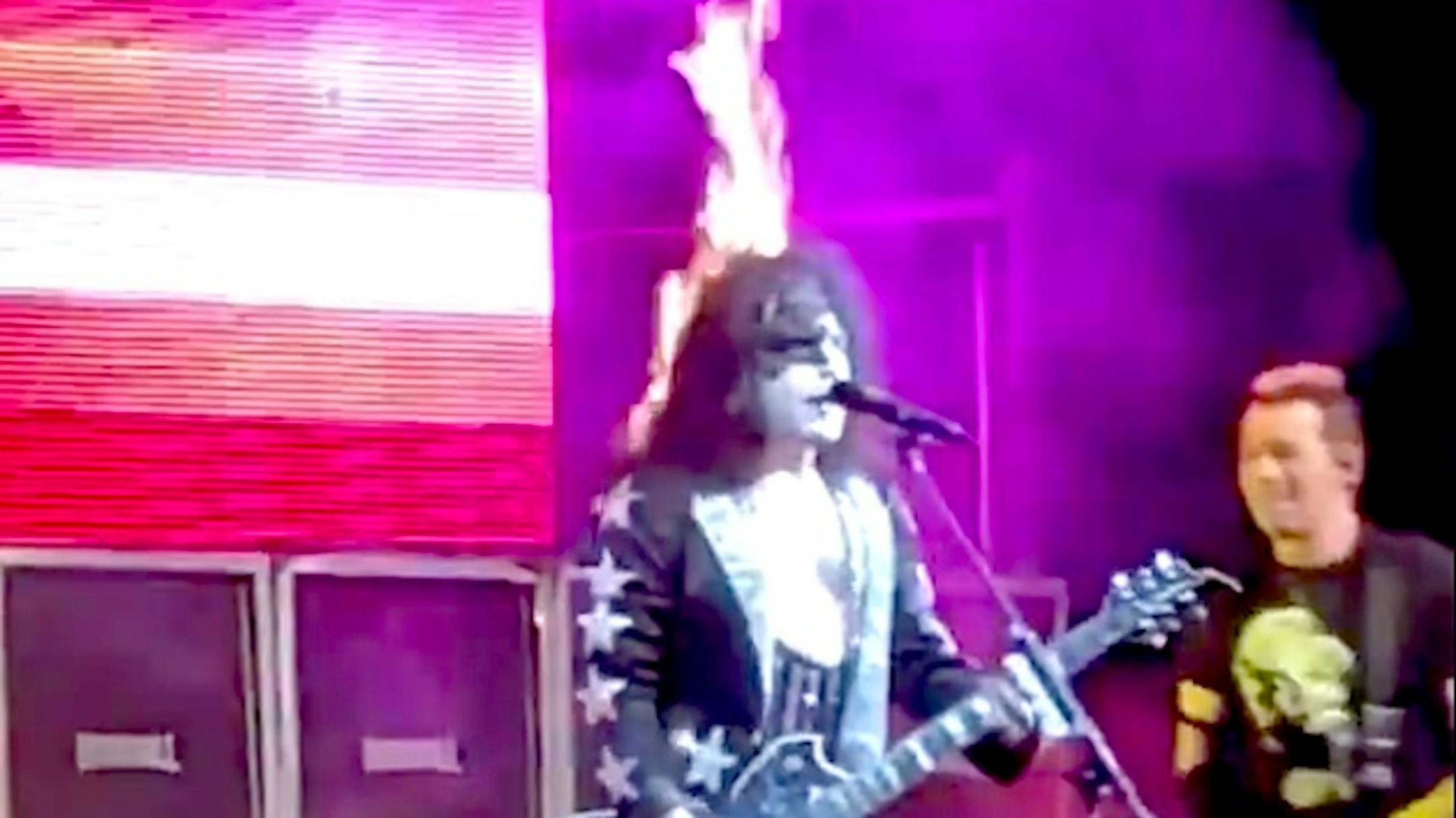 Hairball's Bobby Jensen played it cool and just kept playing "Detroit Rock City." / From YouTube