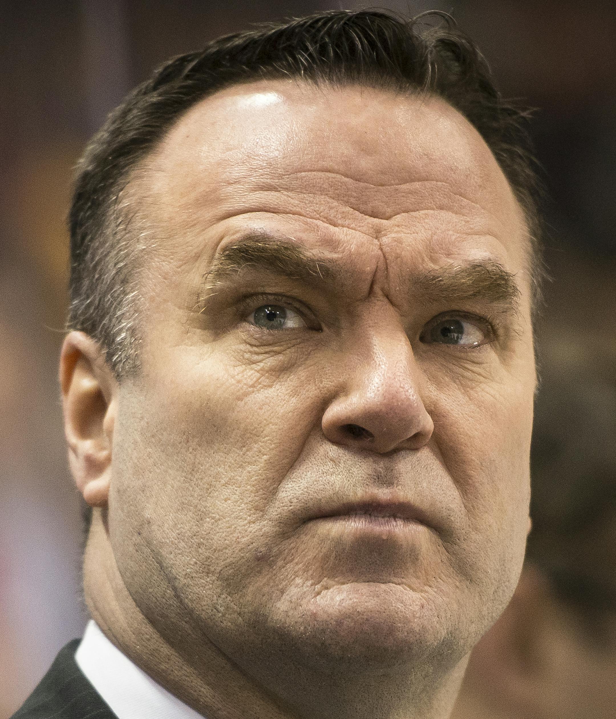 Minnesota Wild head coach John Torchetti during the first period against the Blackhawks Tuesday. ] (AARON LAVINSKY/STAR TRIBUNE) aaron.lavinsky@startribune.com The Minnesota Wild played the Chicago Blackhawks on Tuesday, March 29, 2016 at Xcel Energy Center in St. Paul, Minn.