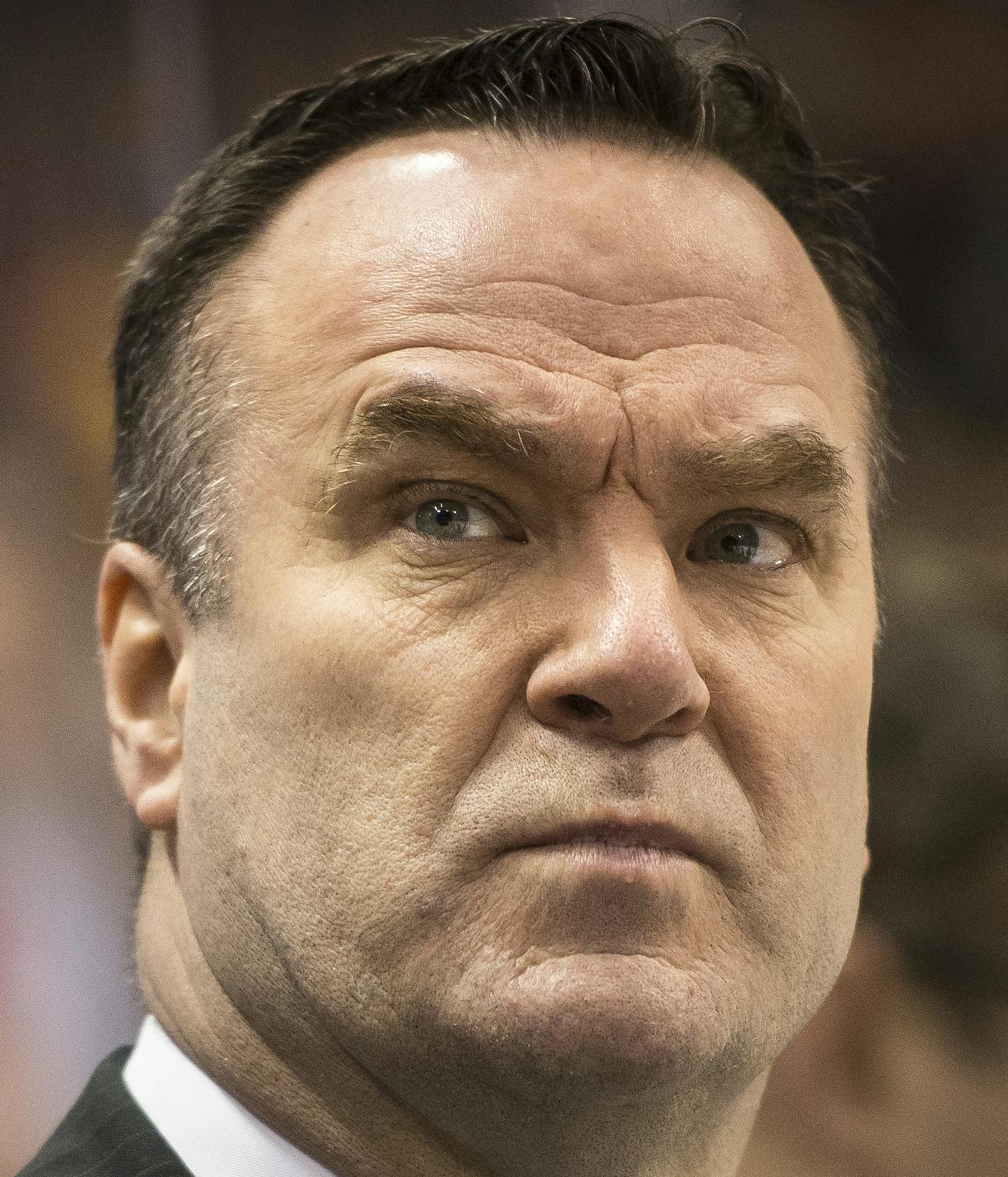 Minnesota Wild head coach John Torchetti during the first period against the Blackhawks Tuesday. ] (AARON LAVINSKY/STAR TRIBUNE) aaron.lavinsky@startribune.com The Minnesota Wild played the Chicago Blackhawks on Tuesday, March 29, 2016 at Xcel Energy Center in St. Paul, Minn.