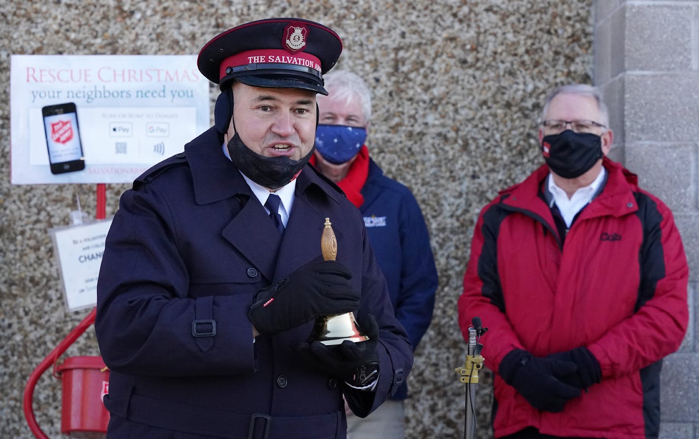 Salvation Army Lt. Col. Dan Jennings, the divisional commander overseeing operations Minnesota and North Dakota, spoke at a news conference Nov. 13 to kick off 2020 Red Kettle season.