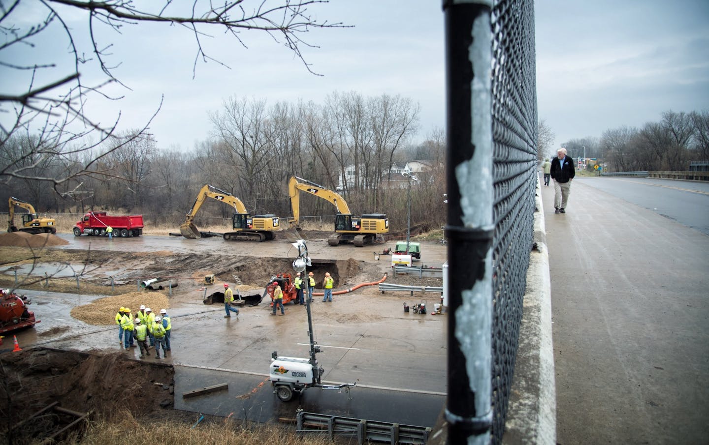 During the week, crews repaired a water main that had caused a washout and the closure of Interstate 694 in Oakdale. The highway was reopened to traffic Saturday morning.