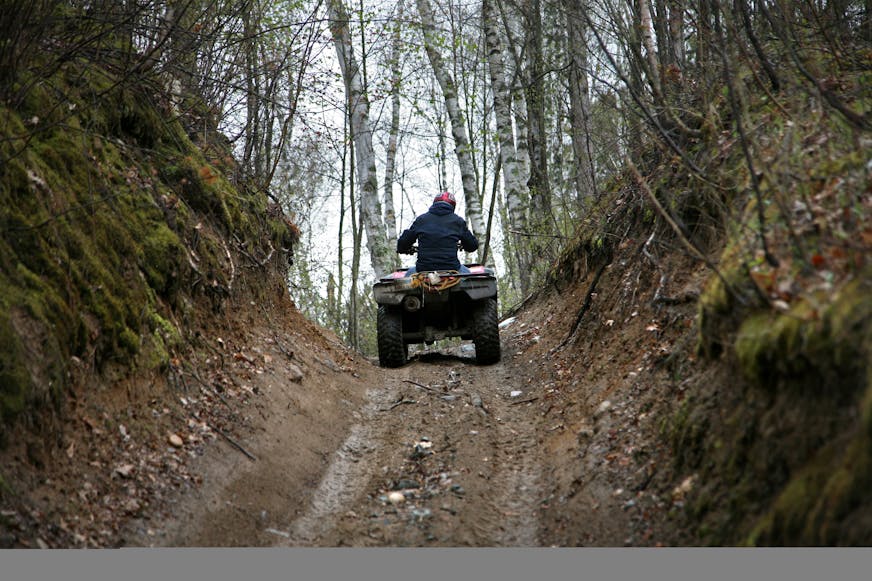 Spider Lake Recreation Area in Foothills State Forest was one of the first official ATV trails in the state, but the scars of high-intensity driving are still evident long after some of the worst areas were closed to riding. In this photo: Many of the steep slopes that are comon in Foothills State Forest, and are also a favorit for ATV drivers, have shown extensive erosion like this 5 foot tall gorge caused by ATV travel and erosion.