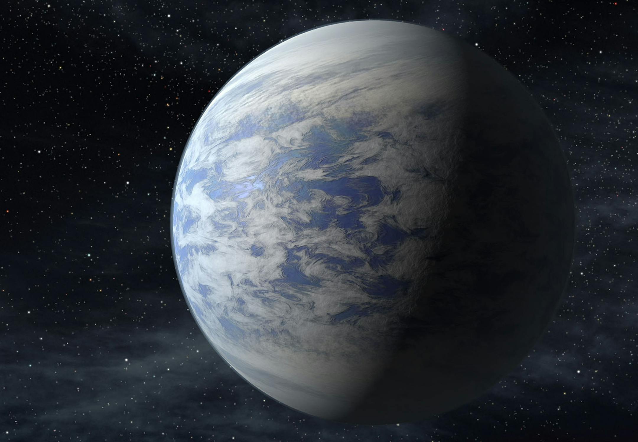 This artist's rendition provided by NASA shows Kepler-69c, a super-Earth-size planet in the habitable zone of a star like our sun, located about 2,700 light-years from Earth in the constellation Cygnus. Astronomers using NASA data calculate that in our galaxy alone there are at least 8.8 billion Earth-sized planets that are not too hot or not too cold circle stars that are just like our sun, according to a study published Monday, Nov. 4, 2013 in the journal Proceedings of the National Academy of