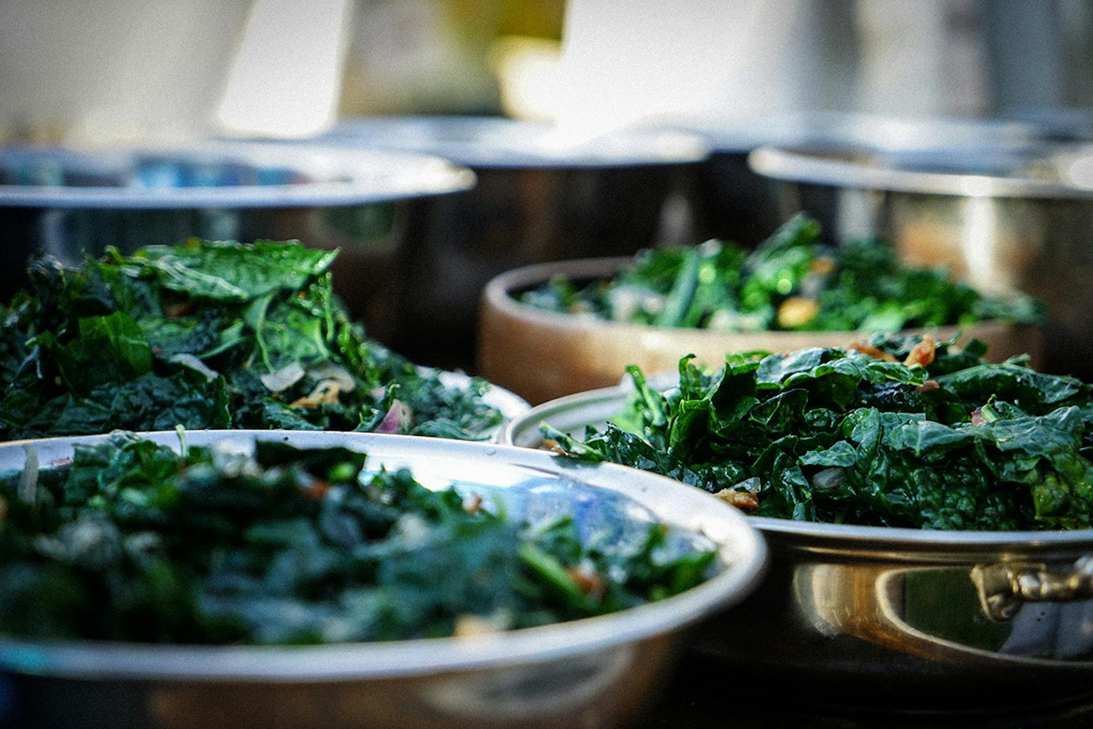 credit Jesse Eustis Kale Salad with Warm Bacon Dressing. From "Eat for Equity" cookbook