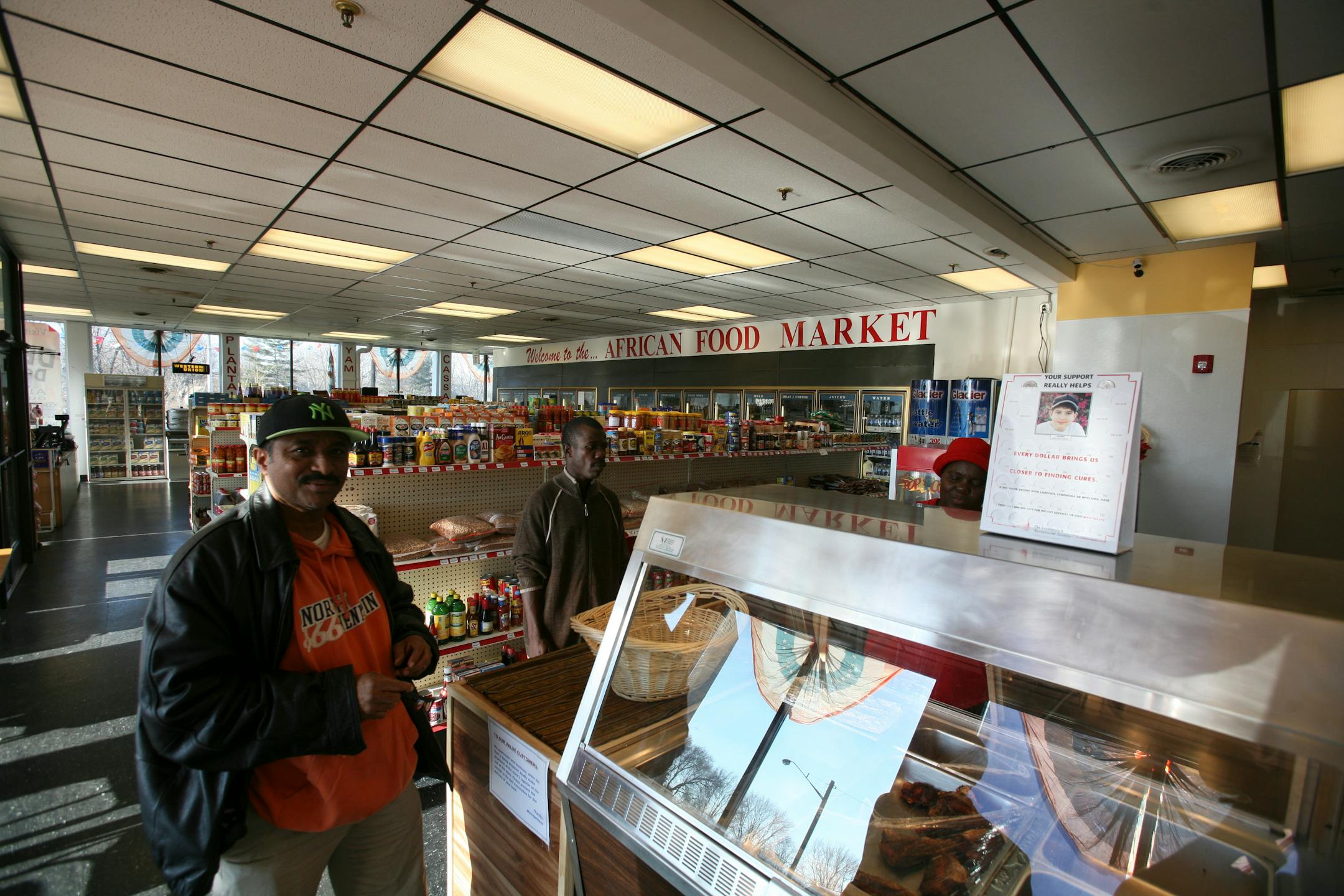 Pan African Market in Crystal serves mainly the Liberian community, but also has foods from Ghana and other countries in Africa.