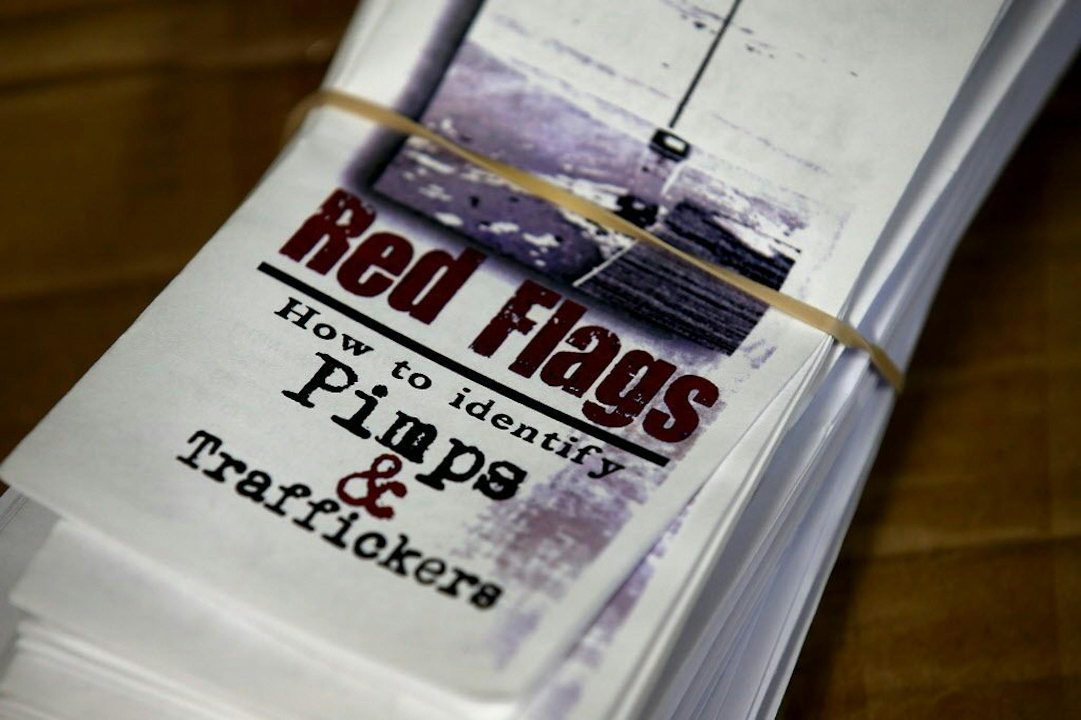 Windie Lazenko, who started an organization known as 4HER North Dakota to help victims of sex trafficking, gave a seminar in Minot at which pamphlets about the problem were distributed.