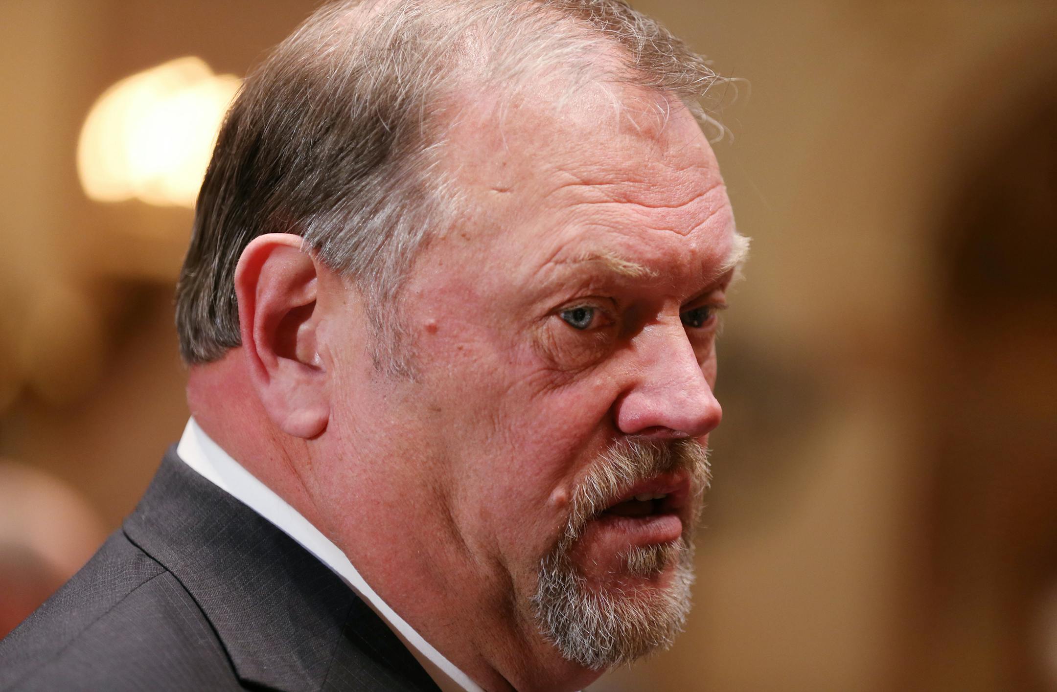 Senate Majority Leader Thomas Bakk speaks during the first meeting of the Minnesota Senate during the 89th Minnesota State Legislature at the State Capitol in St. Paul on Tuesday, January 6, 2015. ] LEILA NAVIDI leila.navidi@startribune.com /
