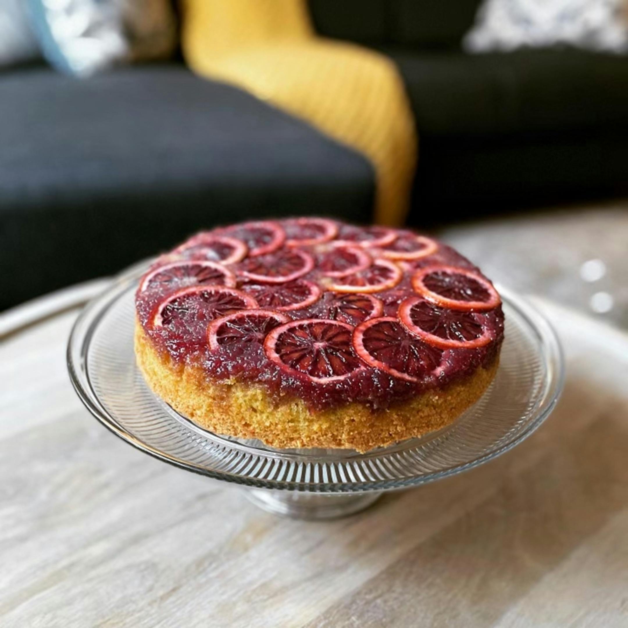 Credit: Barrett Radziun Musician Barrett Radziun is baking his way through Claire Saffitz's "Dessert Person." Blood Orange and Olive Oil Upside-Down Cake