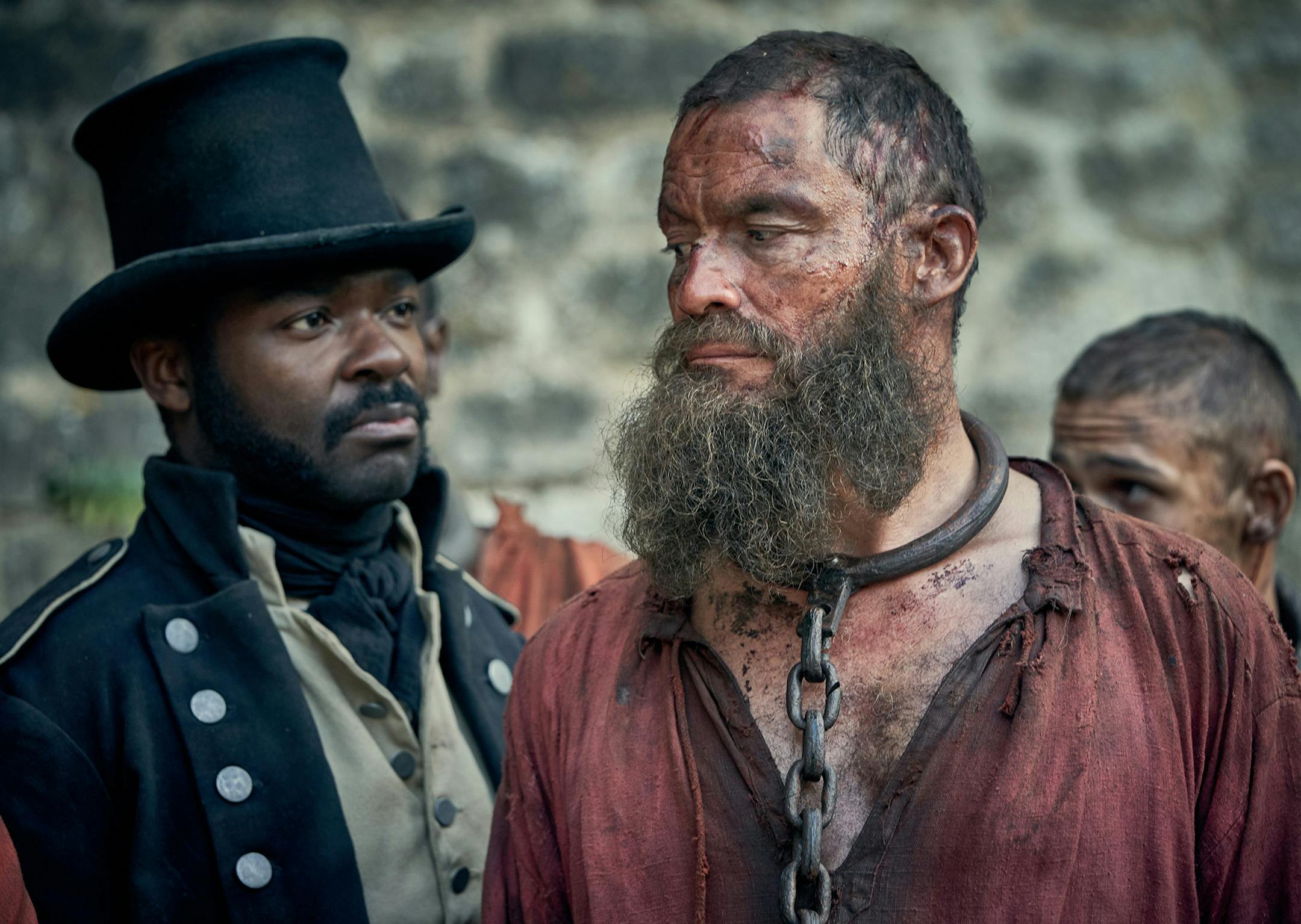 MASTERPIECE “Les Misérables” Sundays, April 14 - May 19, 2019 at 9pm ET on PBS
Episode One
Sunday, April 14, 2019; 9-10pm ET
After serving a draconian prison term for stealing bread, Jean Valjean is released. He resorts to petty crime, but Bishop Myriel teaches him a valuable lesson. Picture Shows: Javert (DAVID OYELOWO), Jean Valjean (DOMINIC WEST) For editorial use only. Photographer: Robert Viglasky
(C) Lookout Point
