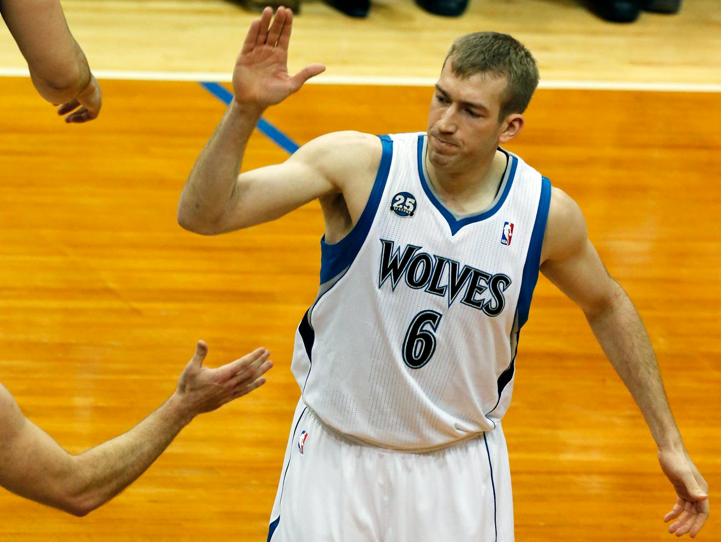 Robbie Hummel was congratulated by teammates during a game last season.