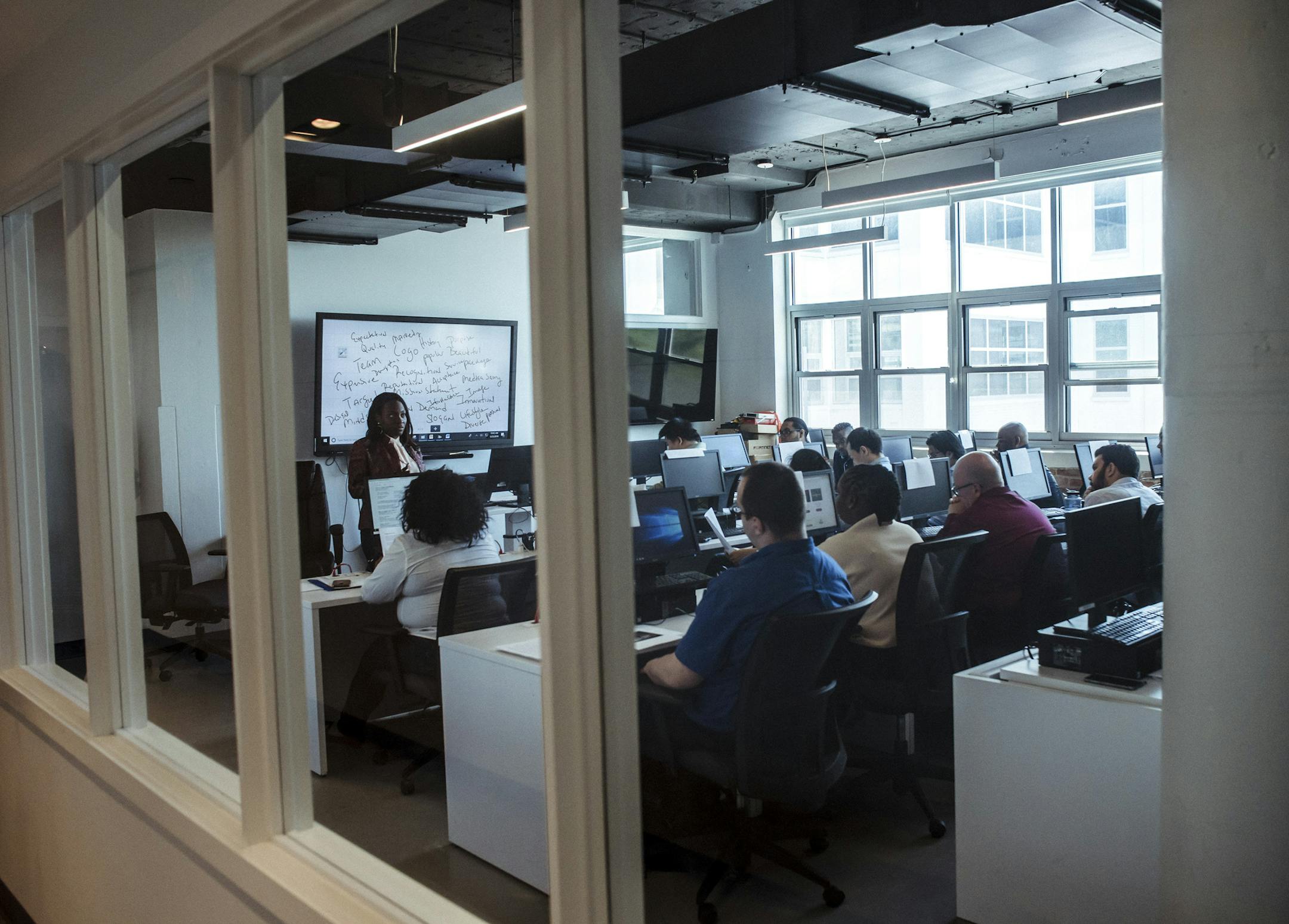 FILE — A web development coding class at Per Scholas, a nonprofit training organization, in New York, May 25, 2018. The great hope for people without a bachelor’s degree hasn’t yet spread beyond small-scale success stories. (Ryan Christopher Jones/The New York Times)