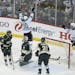 Dallas Stars center Jason Spezza (90) celebrated after he scored the go ahead on Wild goalie Devan Dubnyk (40) in the second period.