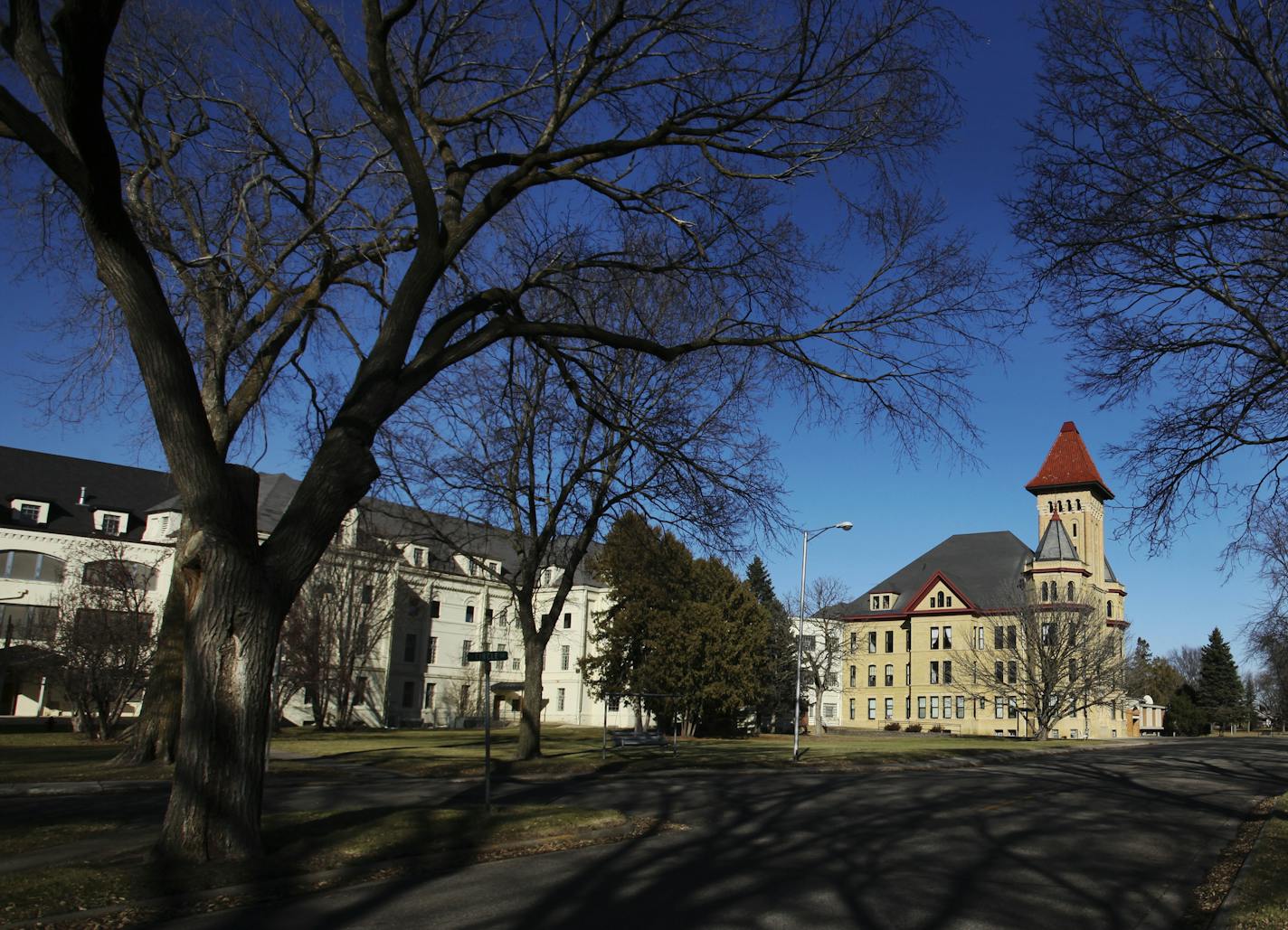 The exterior of the Fergus Falls State Hospital administration building, center, looks much the same as it did when construction on the asylum and accompanying grounds was completed in 1907. The scene was photographed Wednesday, Nov. 14, 2012, in Fergus Falls, MN. ] (DAVID JOLES/STARTRIBUNE) djoles@startribune.com The city of Fergus Falls has selected Colliers to market a behemoth in its midst &#x201a;&#xc4;&#xec; the historic Kirkbride facility, a Victorian-era &#x201a;&#xc4;&#xfa;insane asylum