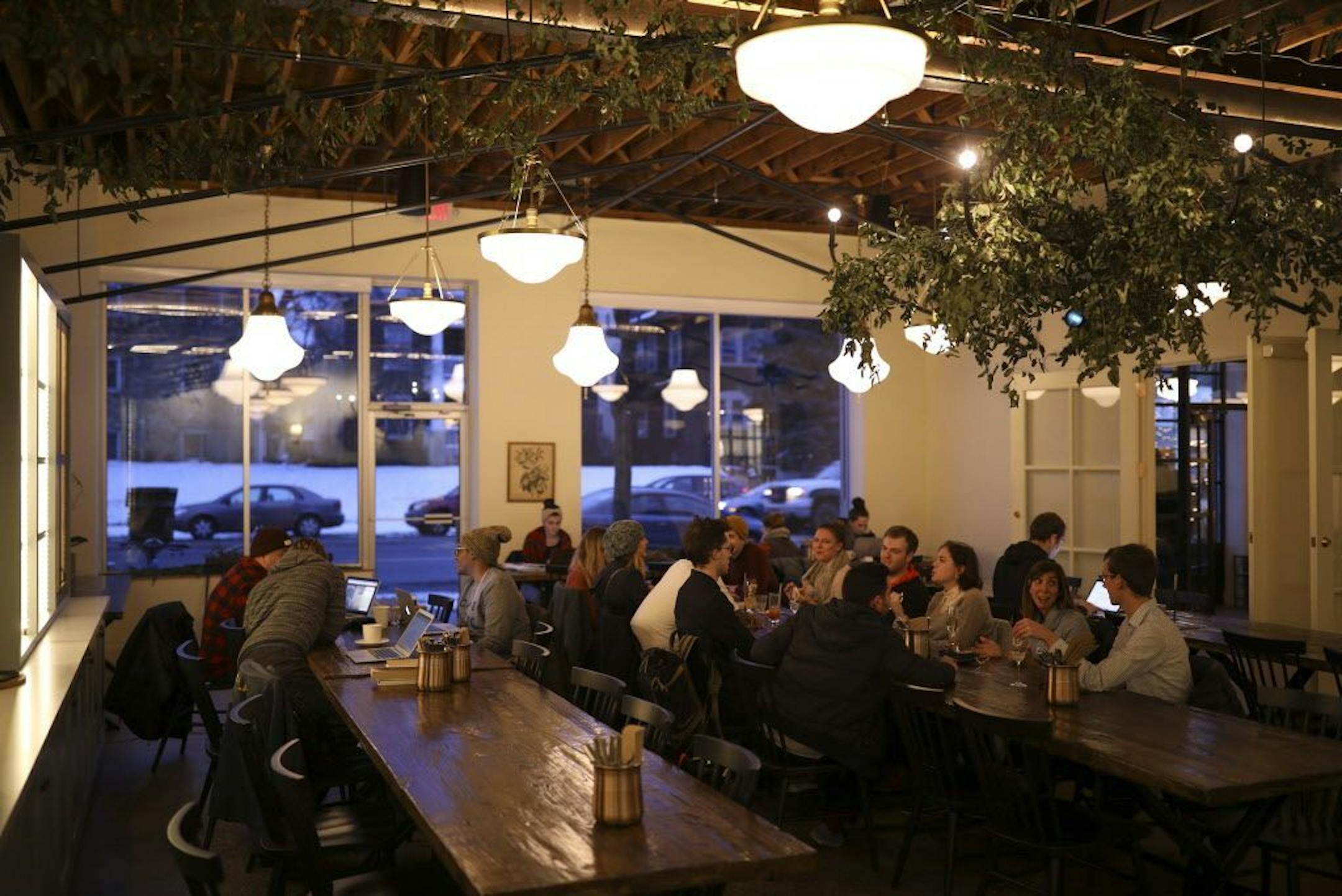 One of two main dining areas of The Lynhall, the informal eatery designed by Abby Jensen that opened earlier this year.