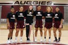 Augsburg coach Ted Riverso built an MIAC women's basketball contender around, from left, Arianna Jones, Tamira McLemore, Abby Jordan, Camryn Speese, A