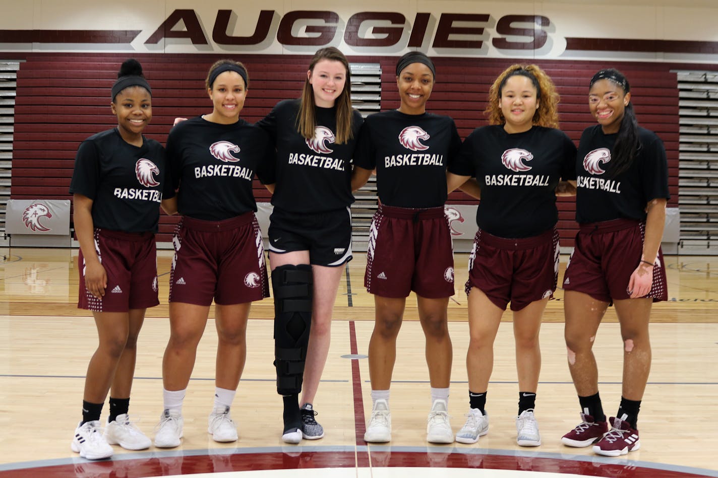 Augsburg coach Ted Riverso built an MIAC women's basketball contender around, from left, Arianna Jones, Tamira McLemore, Abby Jordan, Camryn Speese, Aiza Wilson and Kaezha Wubben.