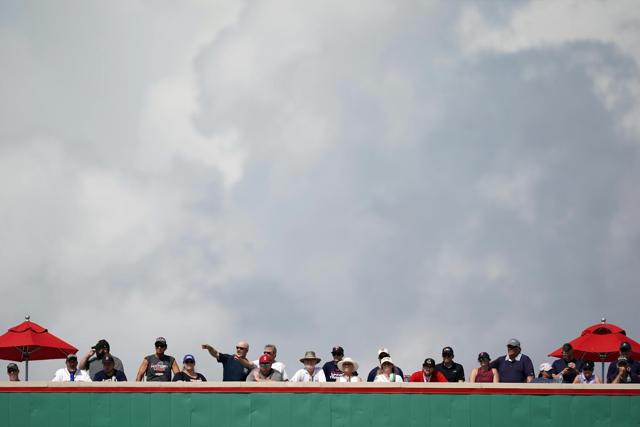 Minnesota Twins and Boston Red Sox fans watched from center field during Sunday's game.