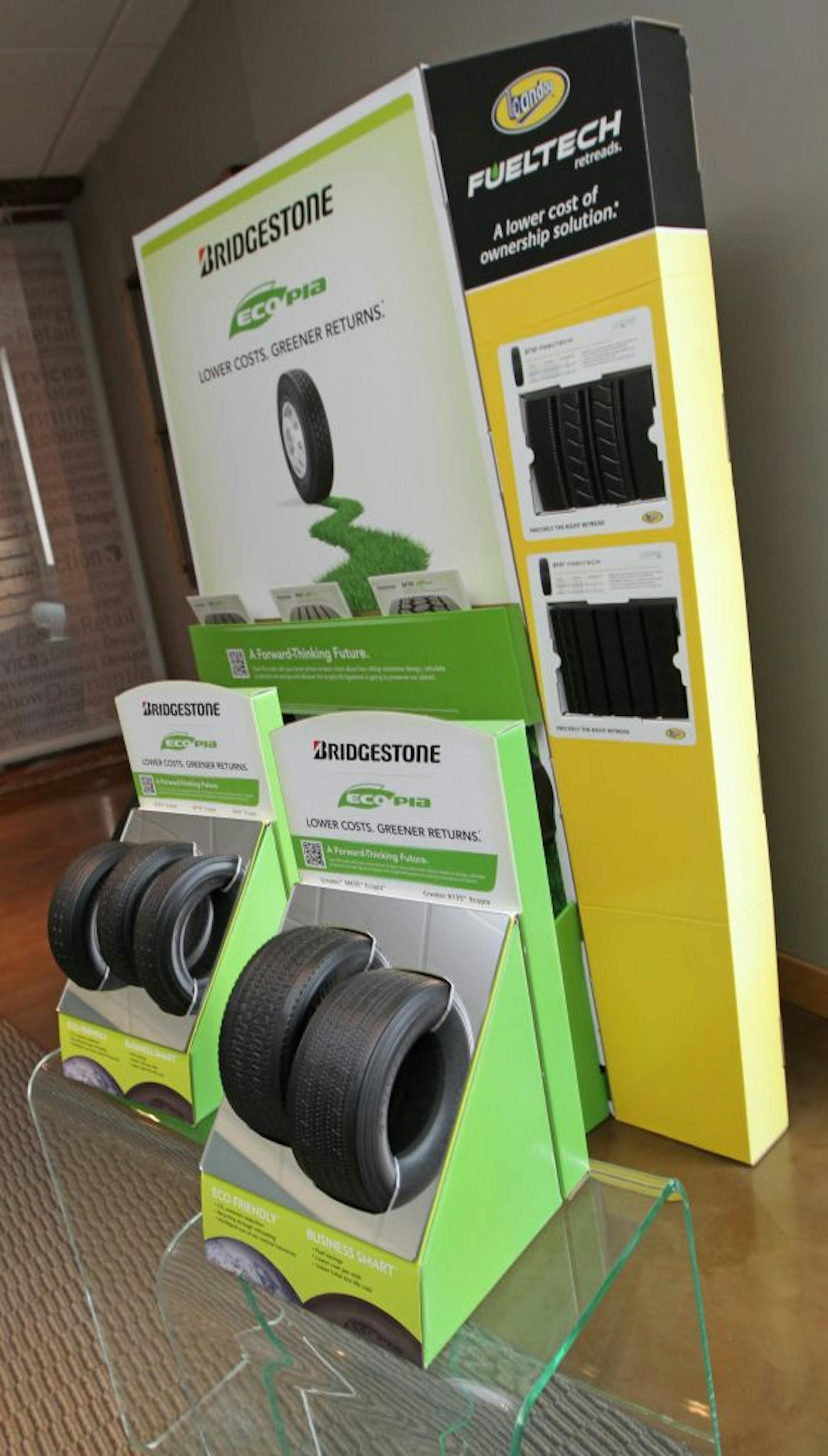 An nParallel display for Bridgestone Tires. nParallel makes trade show exhibits for clients. It also makes customized exhibits to rent to clients who cant afford to buy one.
