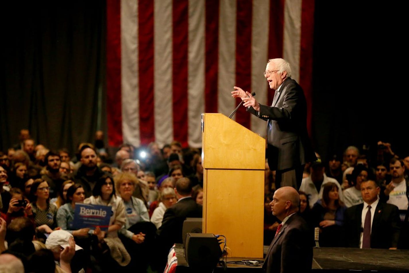 Democratic presidential hopeful Bernie Sanders spoke to supporters Monday Feb 29, 2016 at the Minneapolis Convention Center Minneapolis MN.