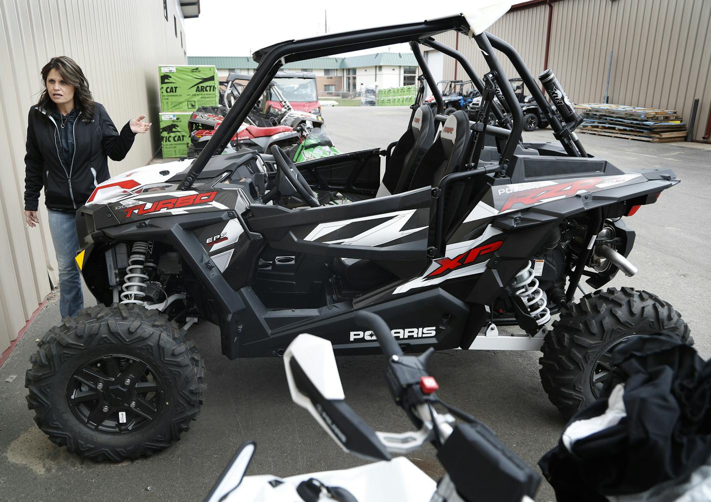 Michelle Knadle general manger at Cannon Power Sports, Inc. looked over a Polaris 2016 RZR turbo 1000 that has been recently recalled Wednesday April 19, 2017 in Cannon Falls, MN.] JERRY HOLT &#xef; jerry.holt@startribune.com