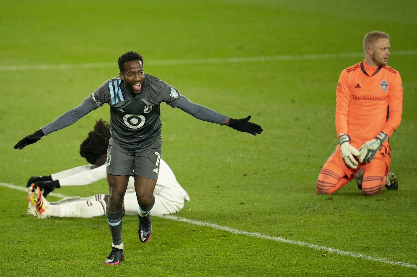 Minnesota United is headed for Round 2 of the playoffs, and high-scoring midfielder Kevin Molino (7) is in the running for a contract extension.