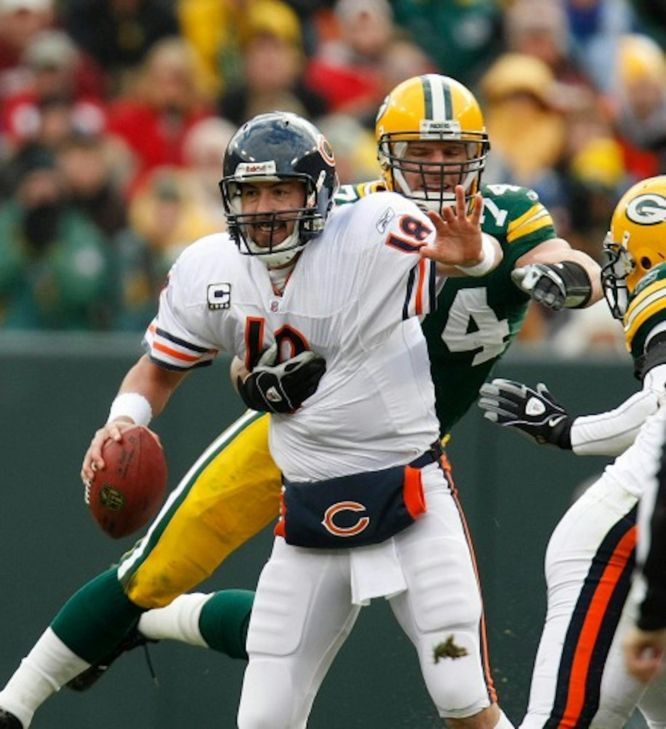 Green Bay defensive end Aaron Kampman sacked Chicago quarterback Kyle Orton during the Packers' 37-3 victory over the Bears on Sunday at Lambeau Field. The Packers held Chicago to 234 total yards.