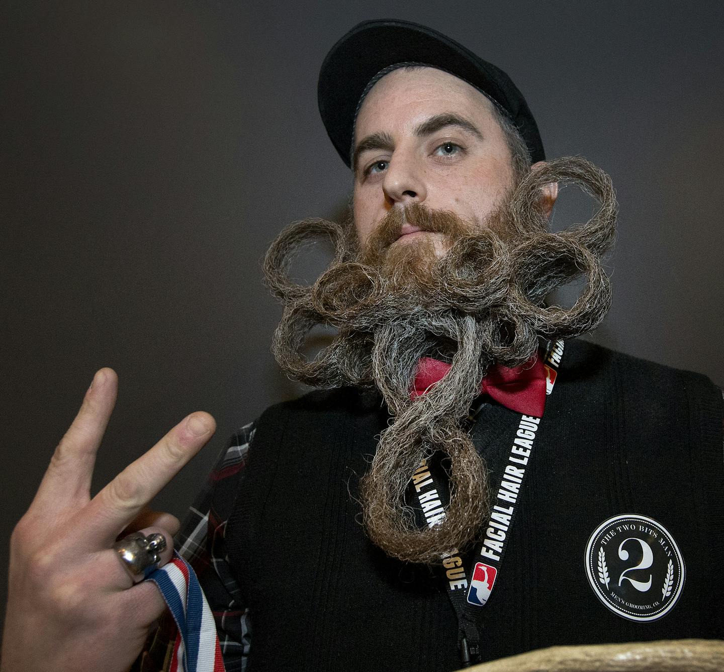 Dennis Mescall, 34, of Rice, MN was named the overall winner of the 3rd Annual Winter Beard & Moustache contest. ] CARLOS GONZALEZ &#xef; cgonzalez@startribune.com - January 17, 2016, Minneapolis, MN, 3rd Annual Winter Beard & Moustache contest, Solar Arts space in northeast Minneapolis.