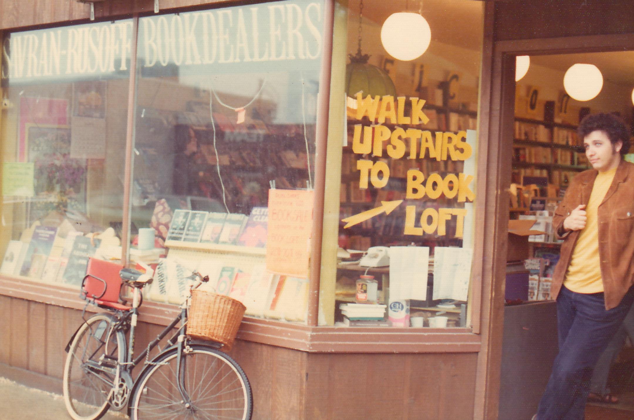 Courtesy of Marly Rusoff David Rusoff stands in the doorway of Savran-Rusoff Booksellers where he worked part-time. His sister, Marly Rusoff, was part-owner of the store in 1973 and started the Book Loft, a gathering place for writers, that eventually turned into todayís Loft Literary Center.