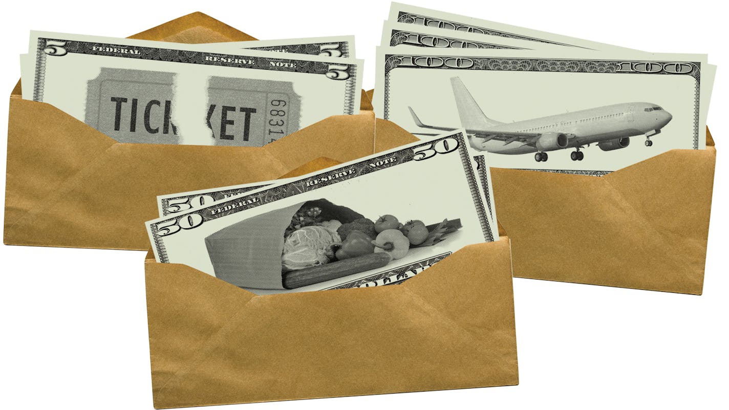 Image of envelopes stuffed with cash.