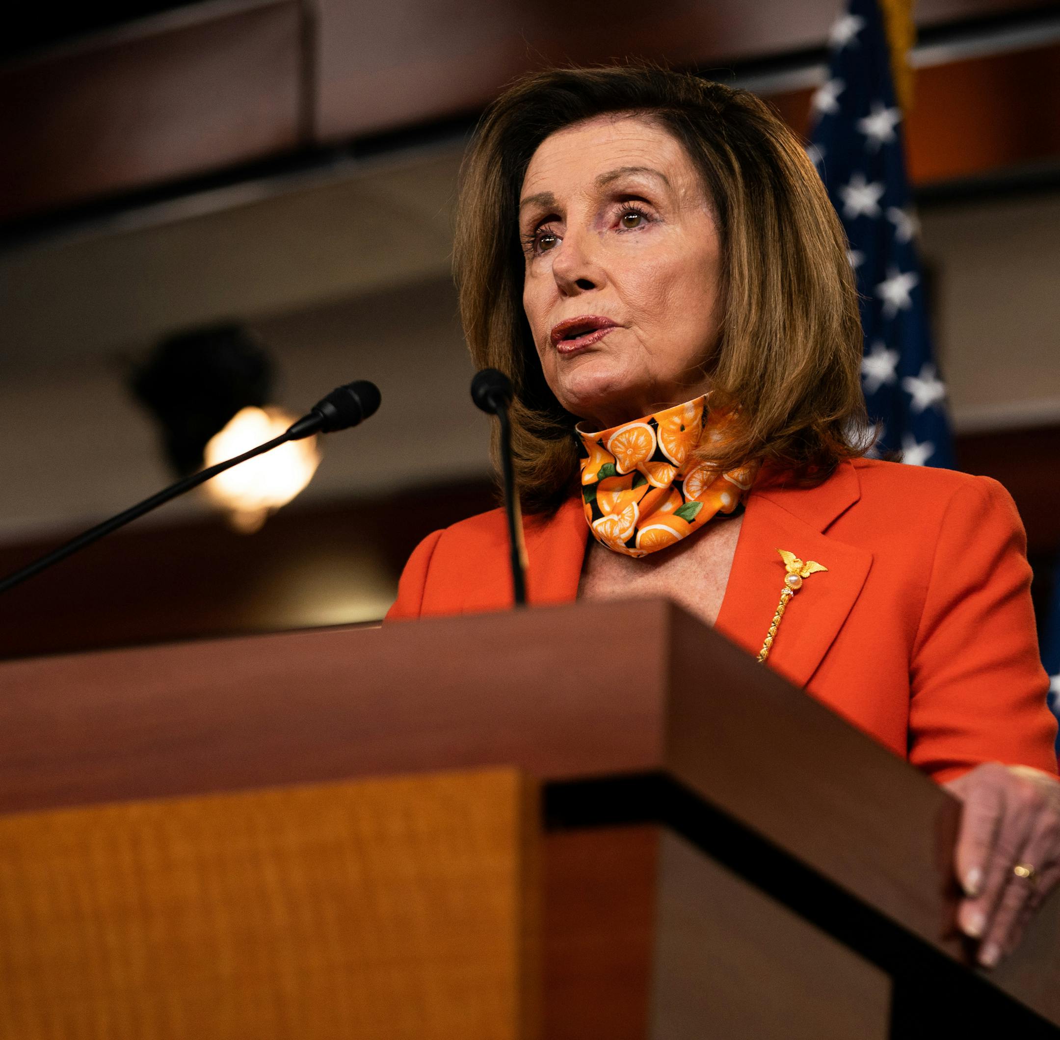 House Speaker Nancy Pelosi (D-Calif.) on Capitol Hill in Washington, Sept. 24, 2020. Pelosi, under pressure from moderate Democrats to redouble efforts to strike a deal with the White House, laid the groundwork for action on a stimulus bill. (Anna Moneymaker/The New York Times)