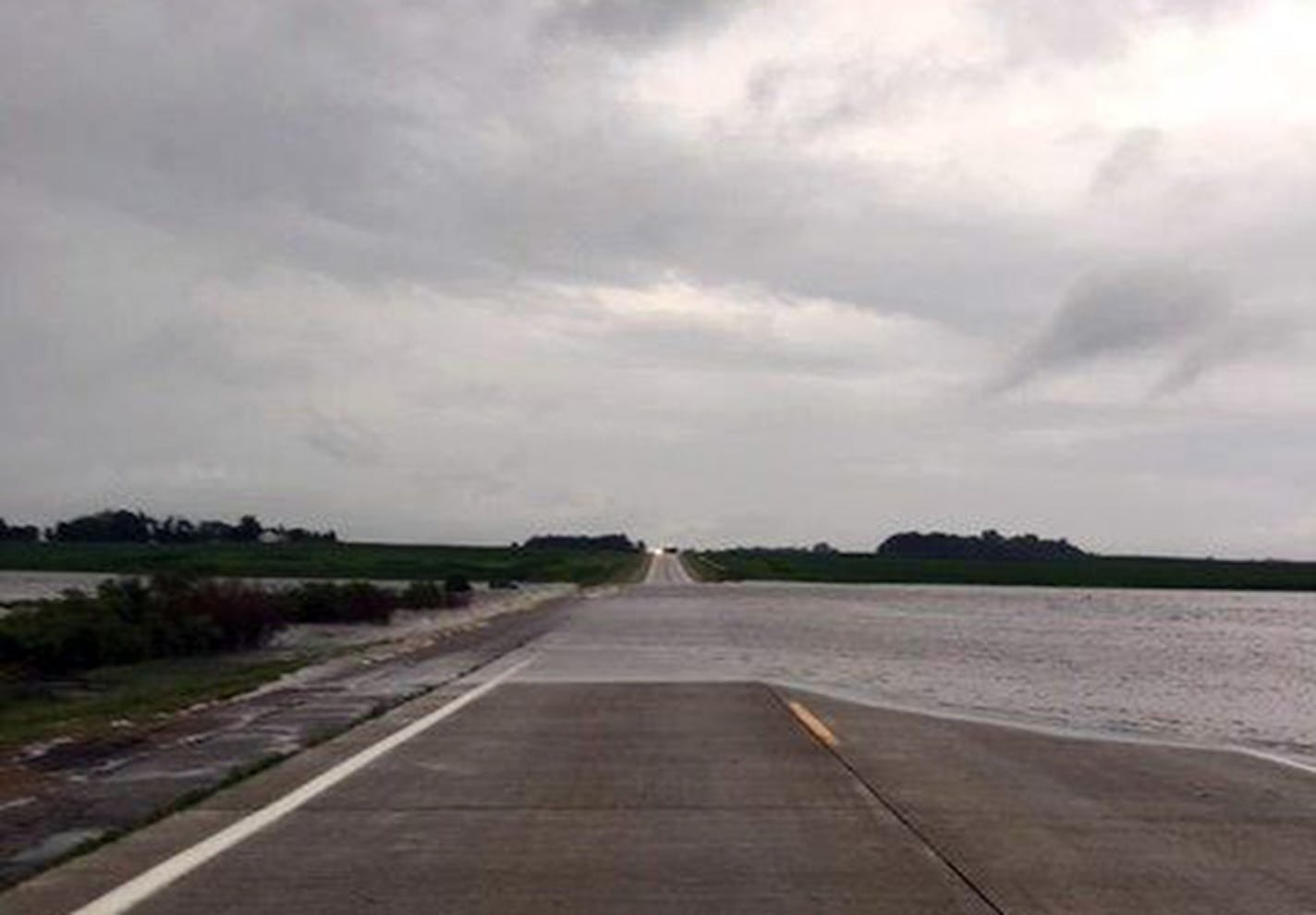 The Minnesota State Patrol shared this photo online Tuesday, July 3, 2018, along with a warning to drivers to be careful of roadways covered in water.