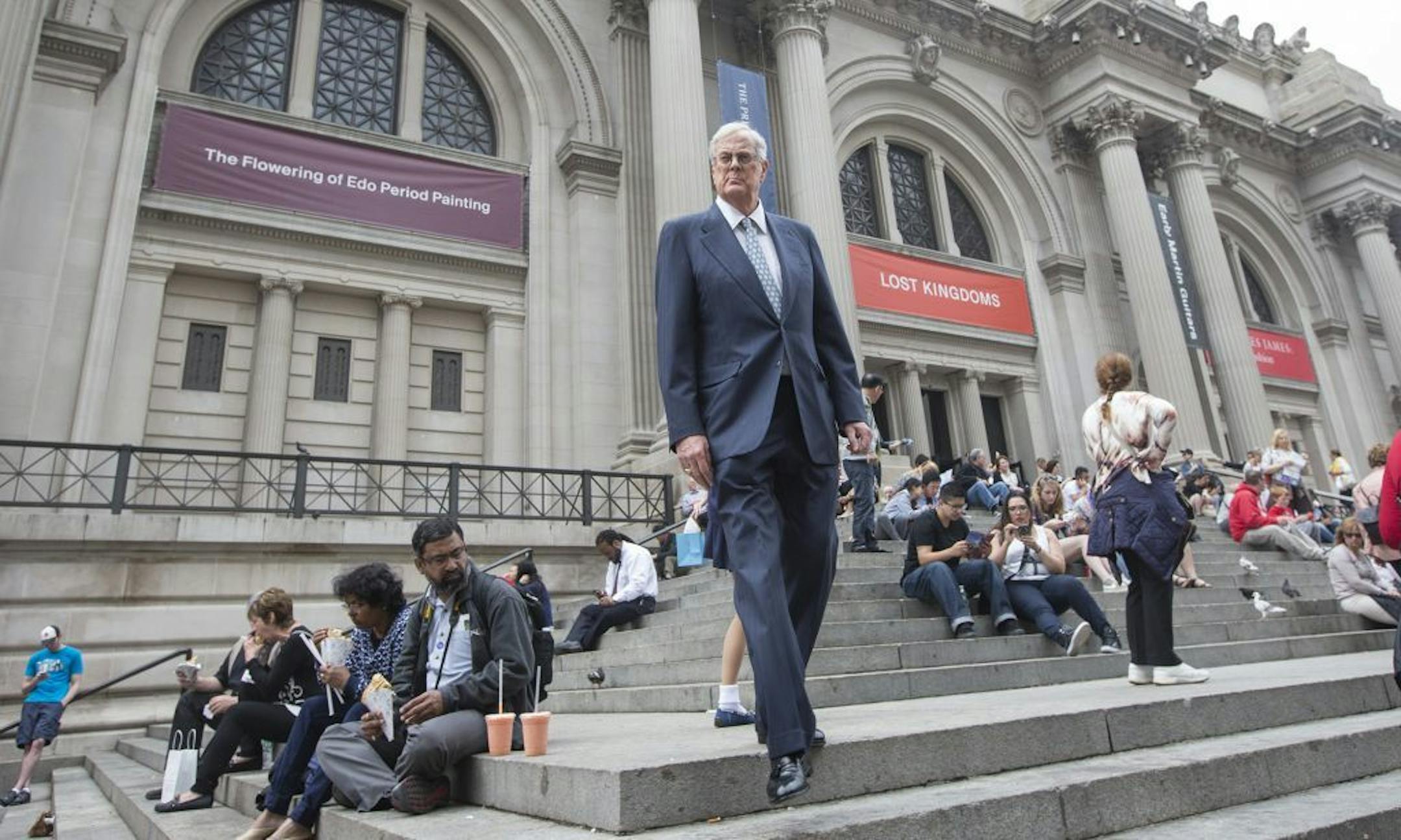 This photo taken June 11, 2014, shows David Koch outside the Metropolitan Museum of Art in New York City. The Kochs are demonized by Democrats, who lack a liberal equal to counter their weight, and not entirely understood by Republicans, who benefit from their seemingly limitless donations. Koch, the executive vice president of Wichita's Koch Industries, is a trustee of the museum.