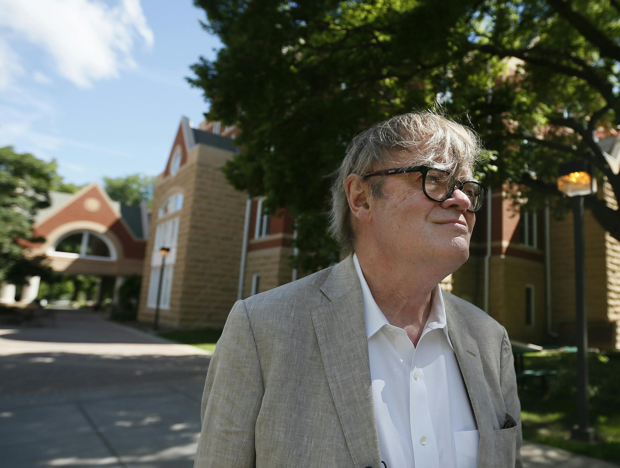 Garrison Keillor talks about the early days of "Prairie Home Companion" when it originated at Macalester College. - His 40th anniversary show is coming up soon,Wednesday July 2, 2014 in St. Paul, MN. Keillor walked around Macalester College where this weekend events will be held. ] Jerry Holt Jerry.holt@startribune.com