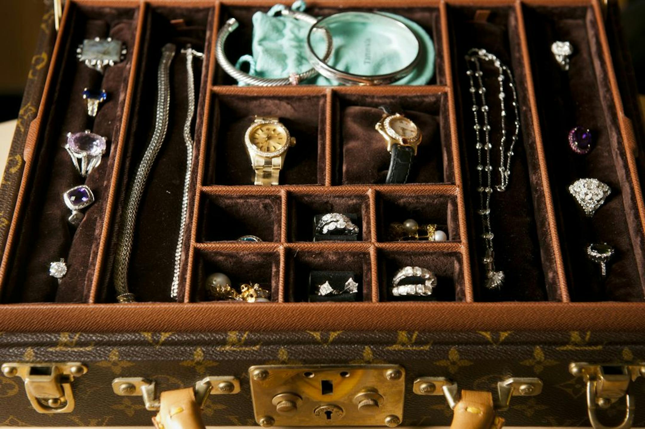 PawnGo.com CEO Todd Hills' Louis Vuitton traveling bag of pawned jewelry. His Denver-based company deals mostly in high-end luxury goods, such as Tiffany bracelets, diamond rings and Rolex watches