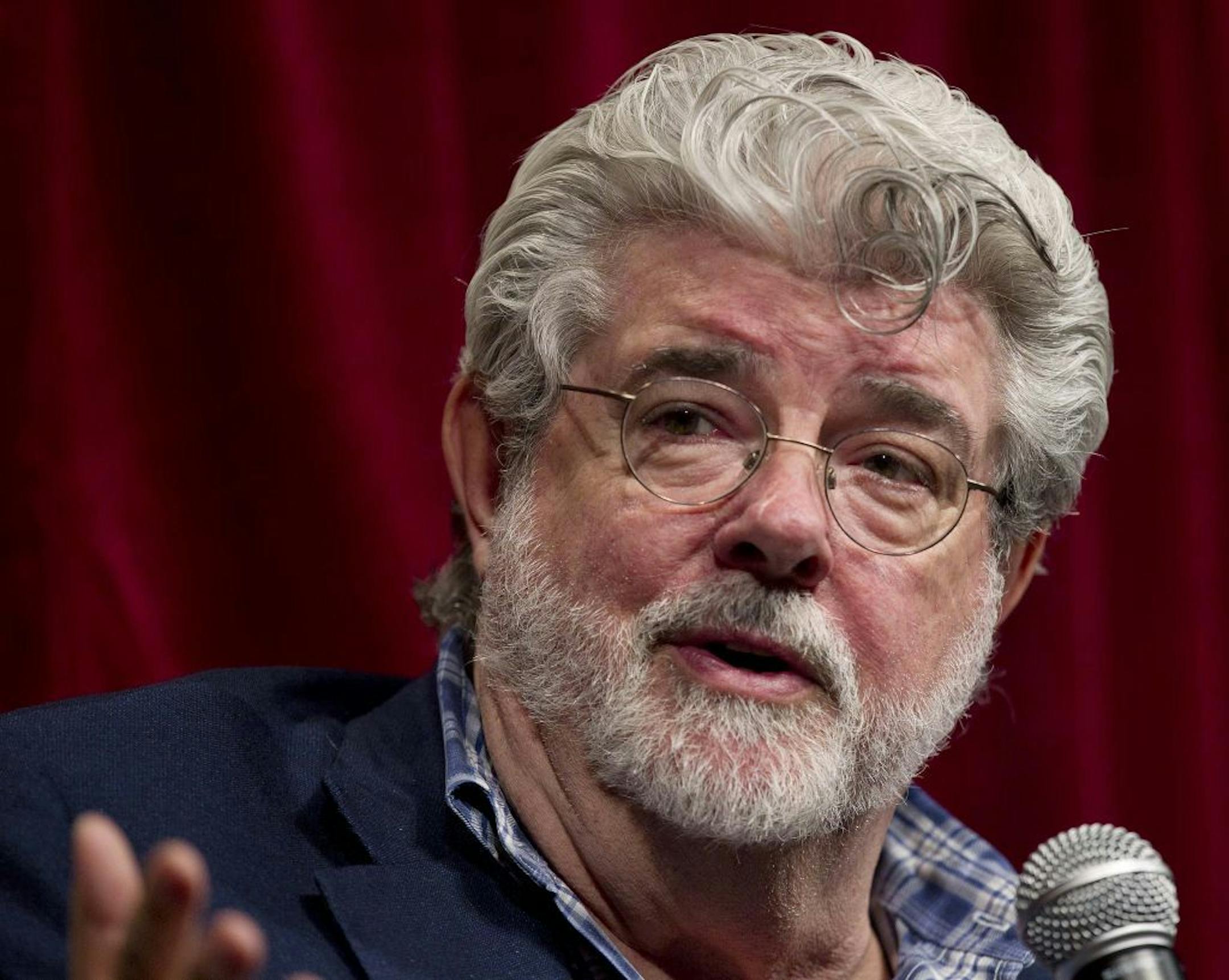 George Lucas talks about digital filmmaking during a panel discussion at the CinemaCon convention in 2011 in Las Vegas.