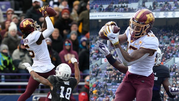 In Tyler Johnson (left) and Rashod Bateman, the Gophers have two 1,000-yard receivers in the same season for the first time.