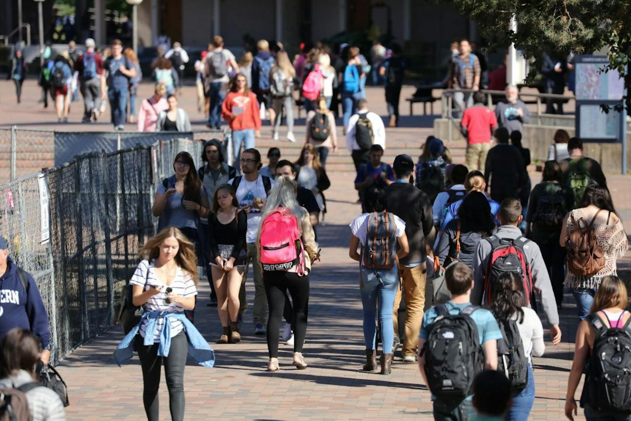 Students headed to class at Western Washington University in 2016.