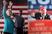 Hillary Clinton, accompanied by LeBron James, took the stage in Cleveland Sunday, while Donald Trump made a brief stop at the Sun Country hangar at Mi